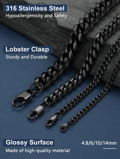 Mens Chain Stainless Steel Necklace Curb Cuban Link Neck Chains Mens Gifts for Fathers Day Dad