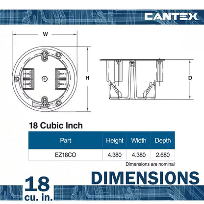 Old Work 18 Cu. In. round Electrical Ceiling Box with EZ Mount Clamps and Wire Clamps, 6-Lb. Capacity, Gray