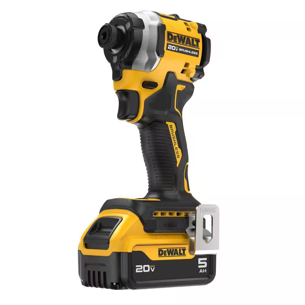 ATOMIC 20V MAX Lithium-Ion Cordless 1/4 In. Brushless Impact Driver Kit, 5 Ah Battery, Charger, and Bag