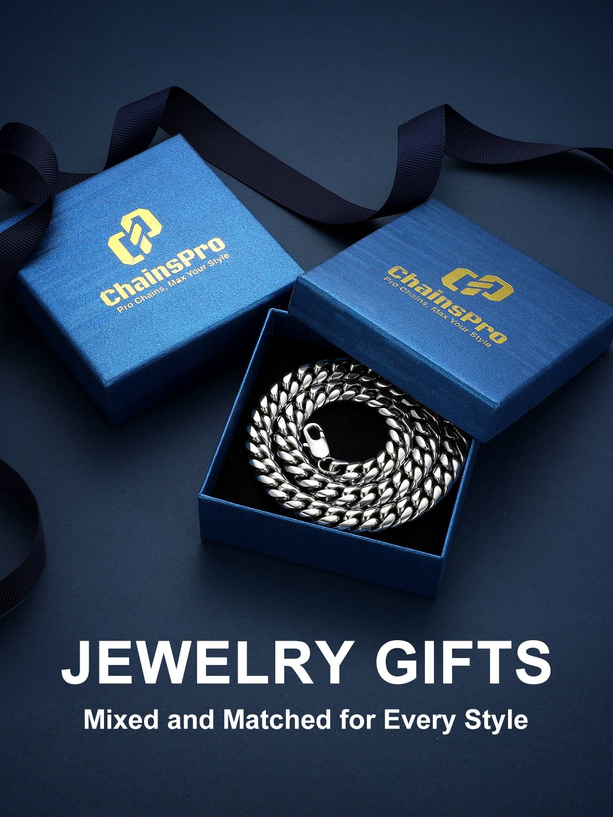 Mens Chain Stainless Steel Necklace Curb Cuban Link Neck Chains Mens Gifts for Fathers Day Dad